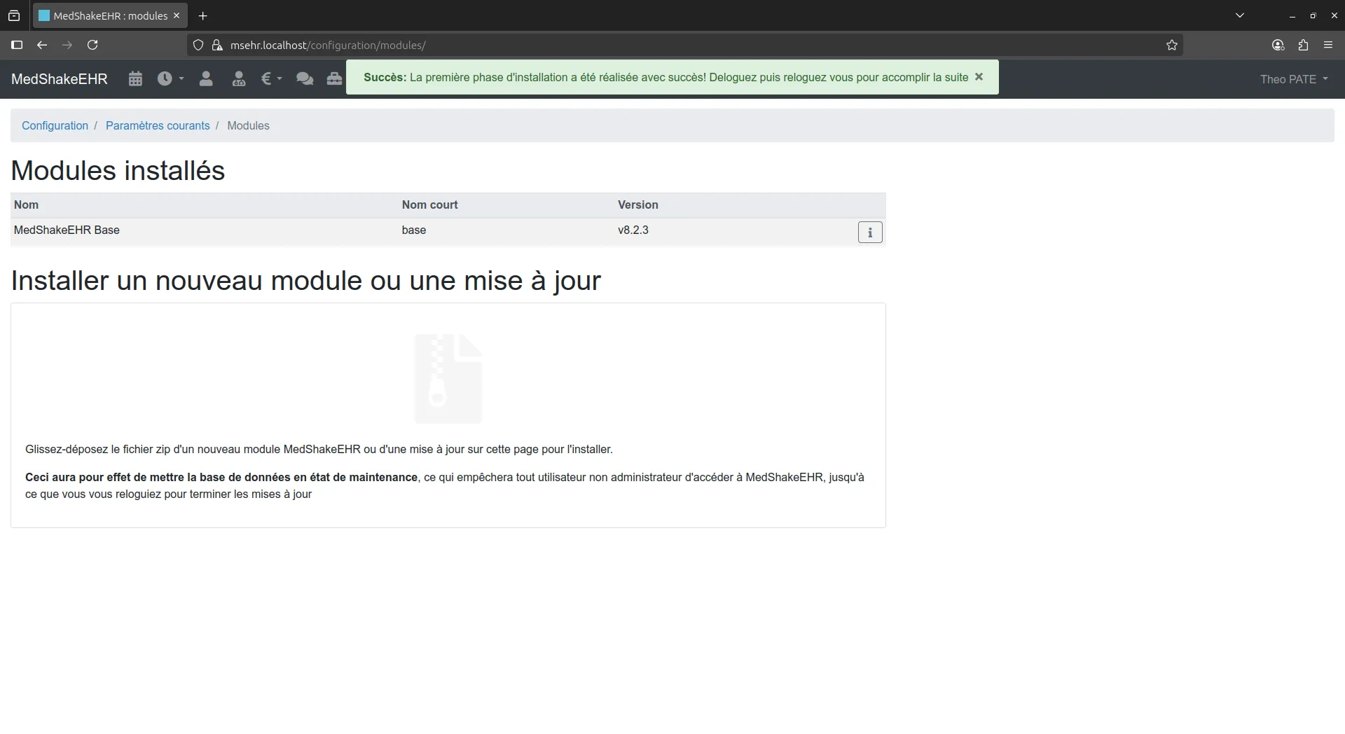 Configuration de l'utilisateur du module