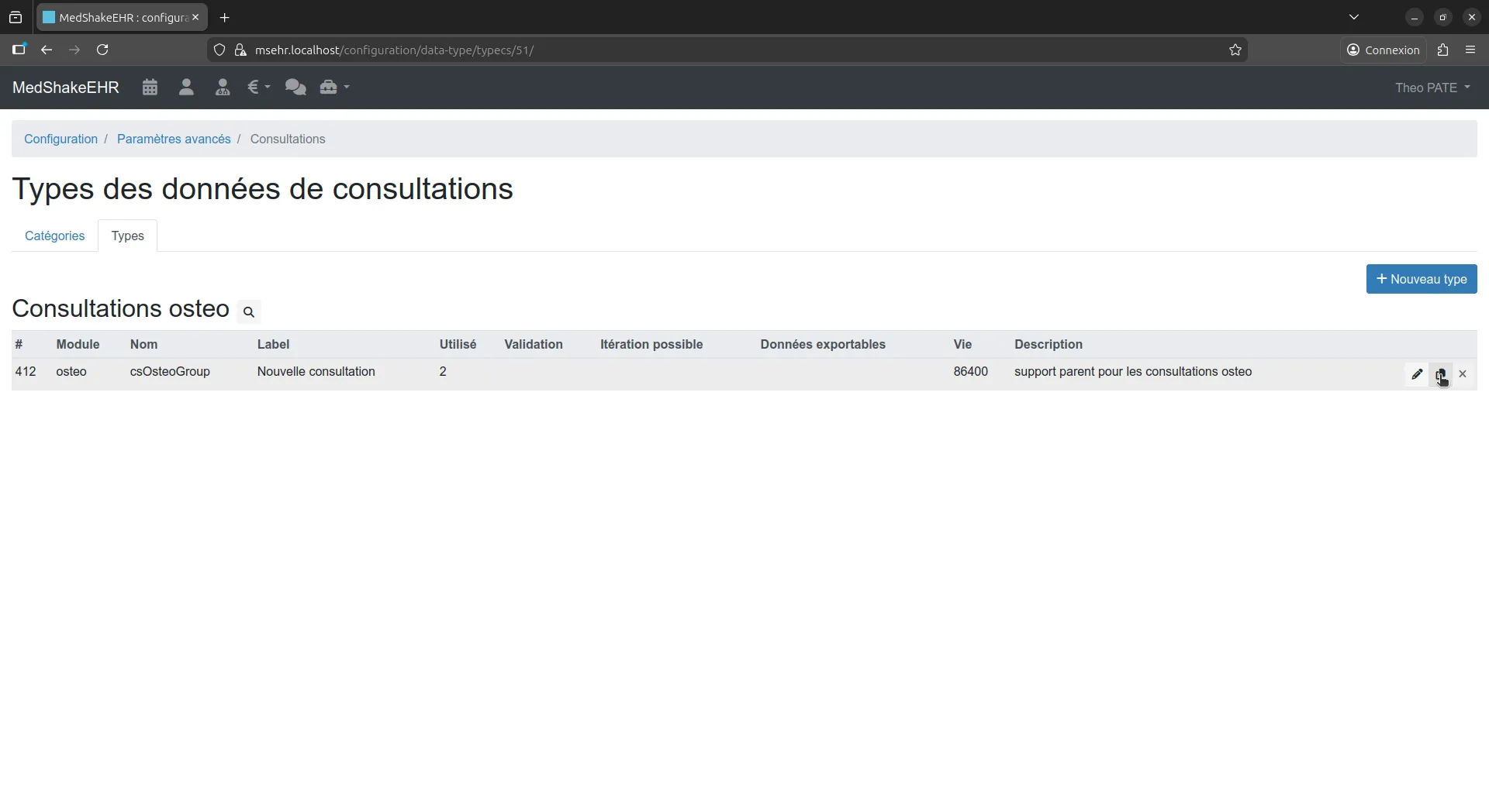 Interface des données de consultations