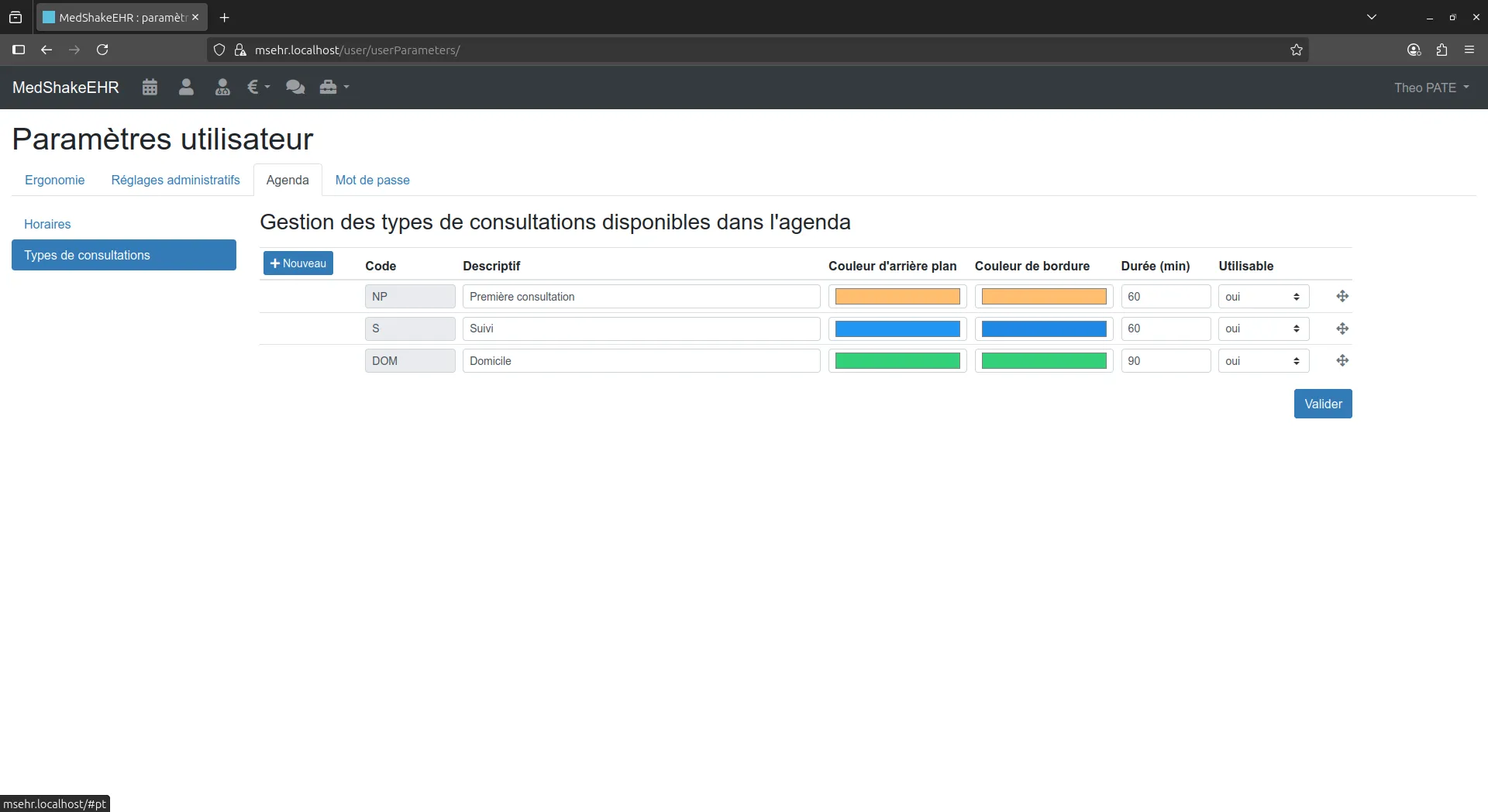 Menu types de consultations